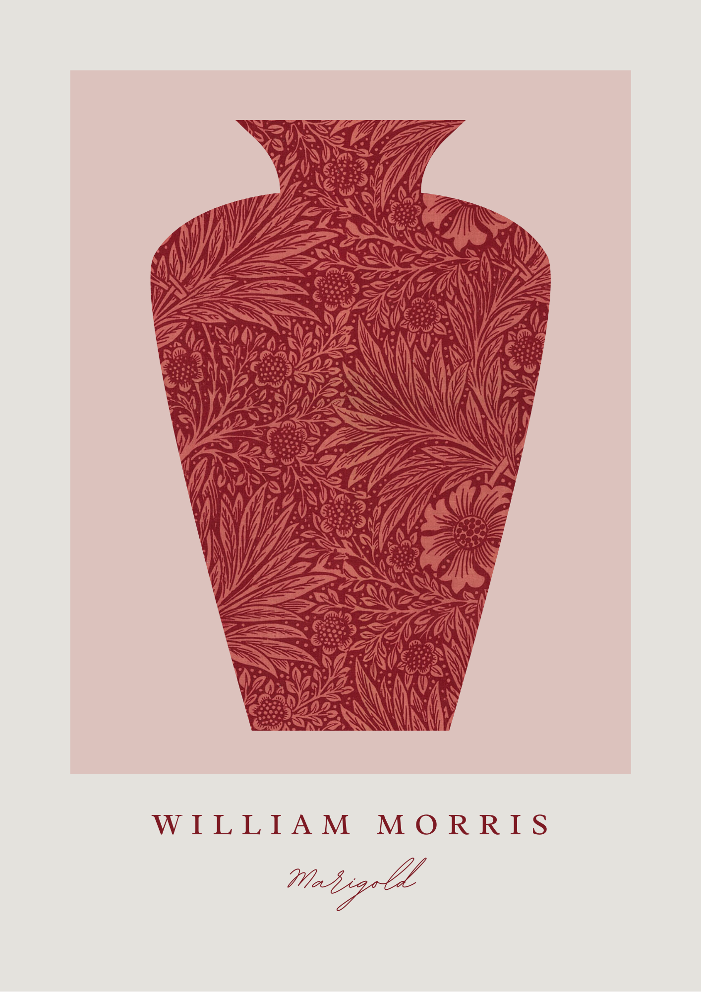 William Morris Marigold Red Print
