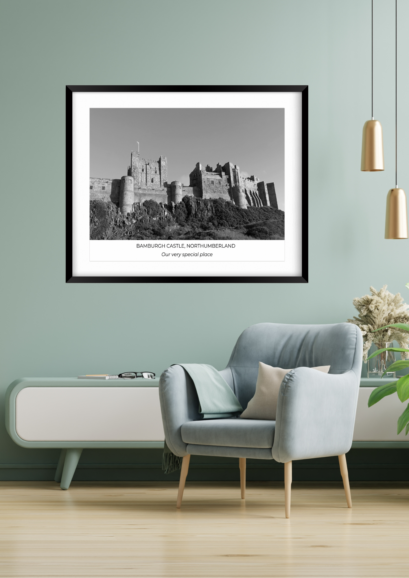 Bamburgh Castle, Bamburgh, Northumberland, Black and White Print