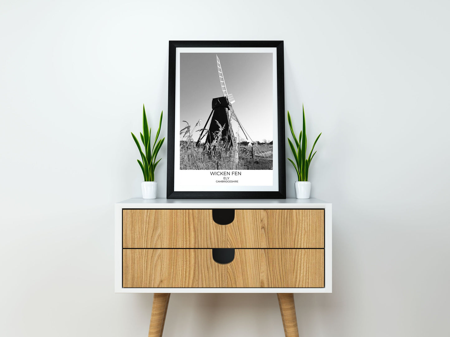 Wicken Fen Photography Print: Black and White Landscape Wall Art