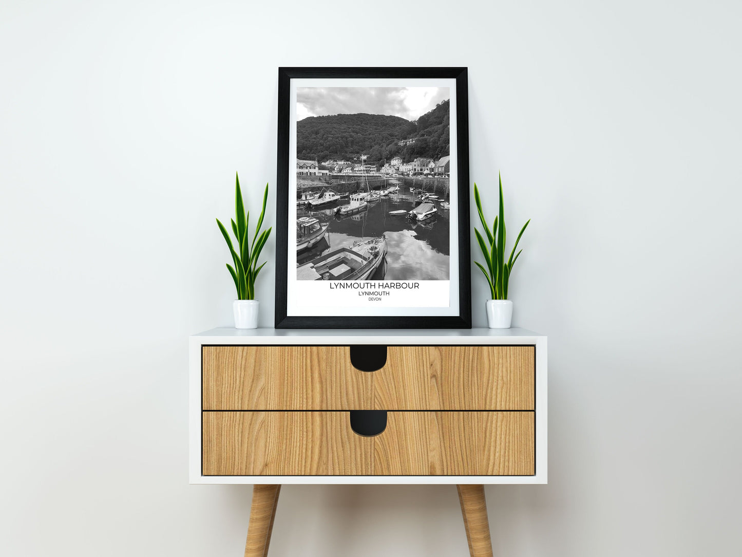 Lynmouth Harbour Print: Devon Black and White Photography