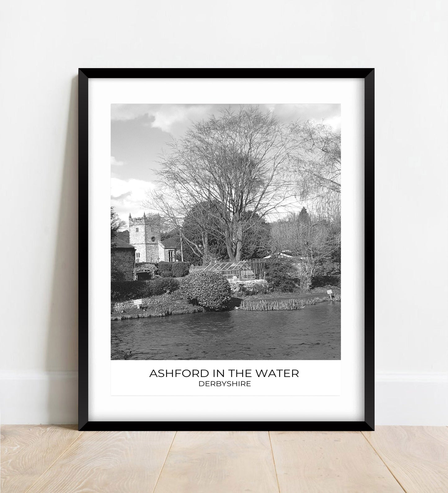Ashford in the Water Print: Derbyshire Peak District Black and White Photography