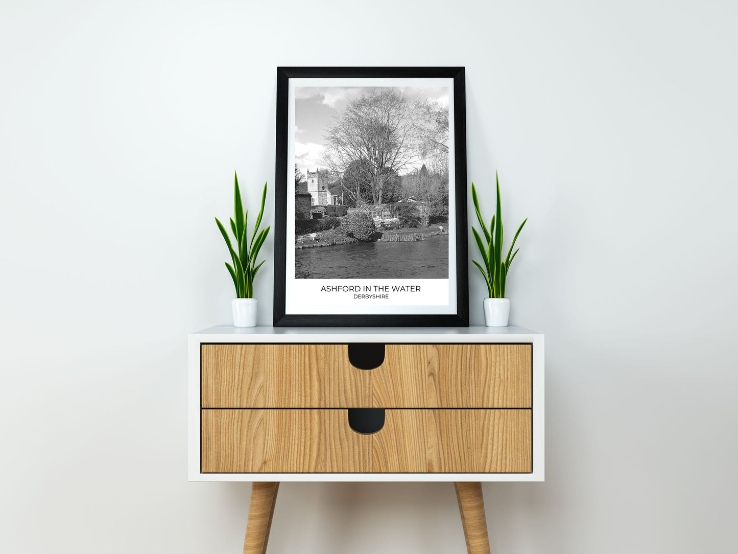 Ashford in the Water Print: Derbyshire Peak District Black and White Photography