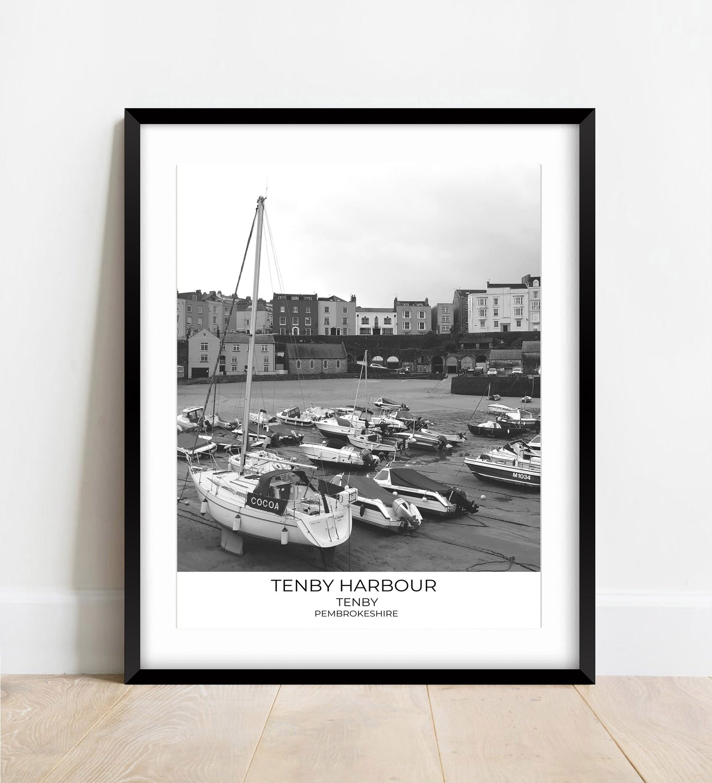 Tenby Harbour Print: Black and White Pembrokeshire Wall Art