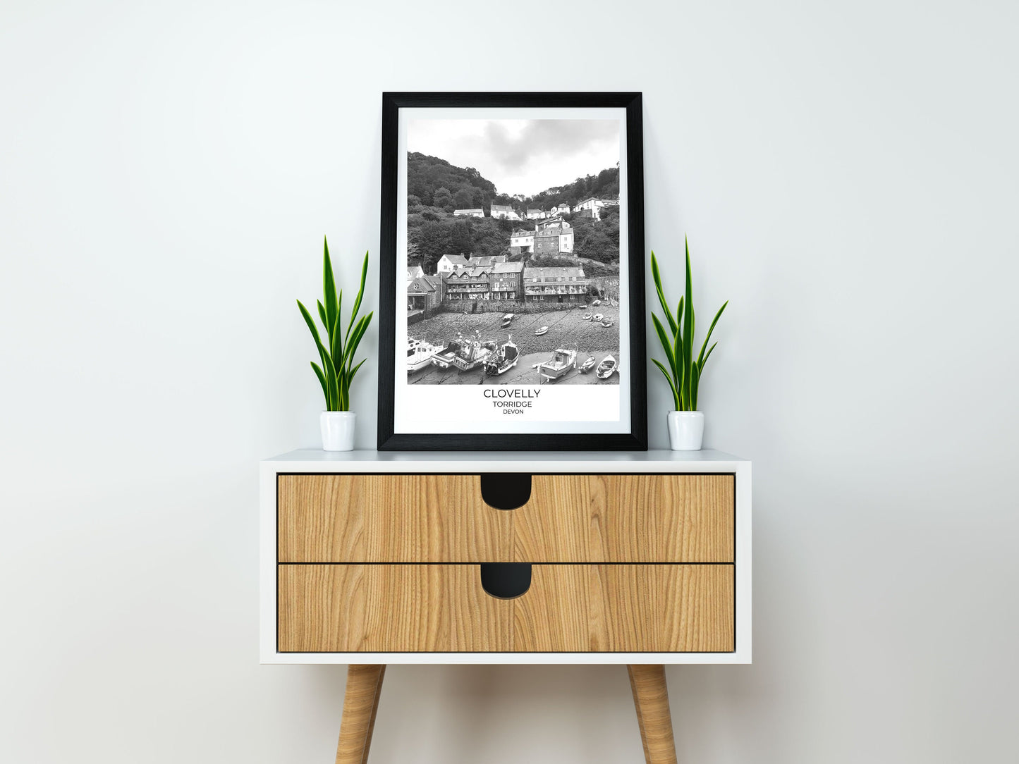 Clovelly Devon Print: Black and White Village Photography