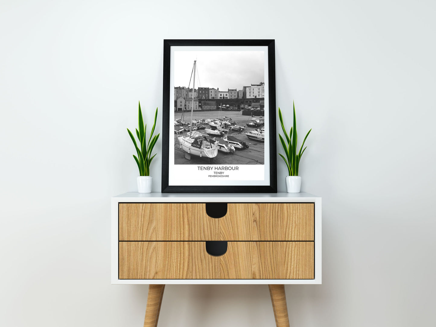 Tenby Harbour Print: Black and White Pembrokeshire Wall Art