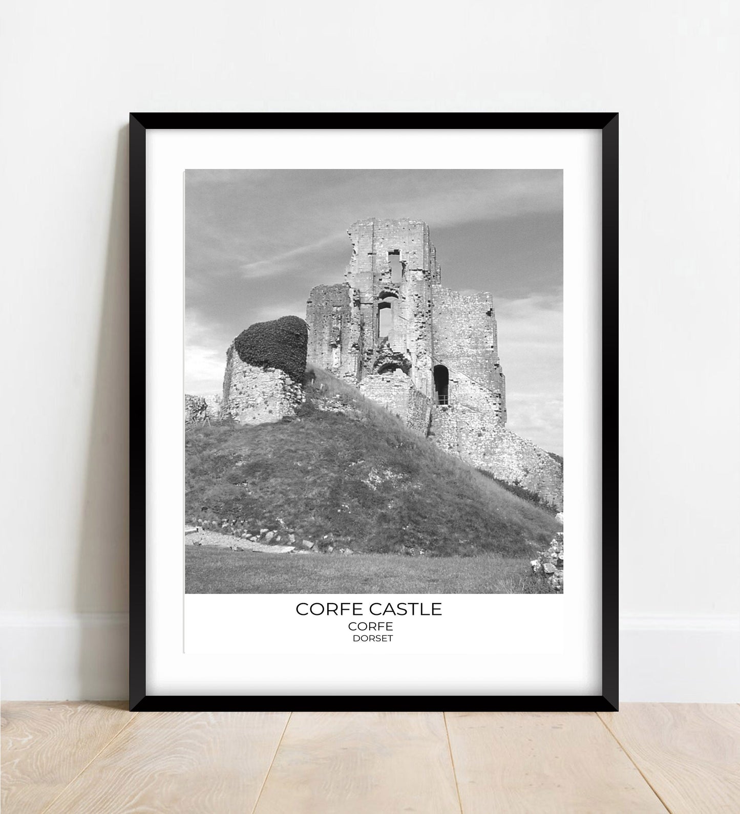 Corfe Castle Print: Dorset Black and White Photography, National Trust Wall Art
