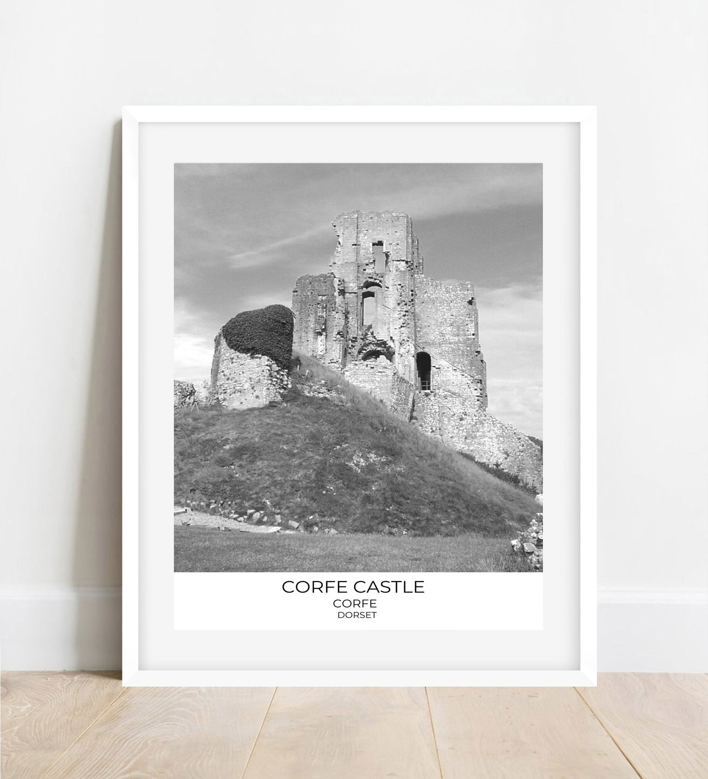 Corfe Castle Print: Dorset Black and White Photography, National Trust Wall Art