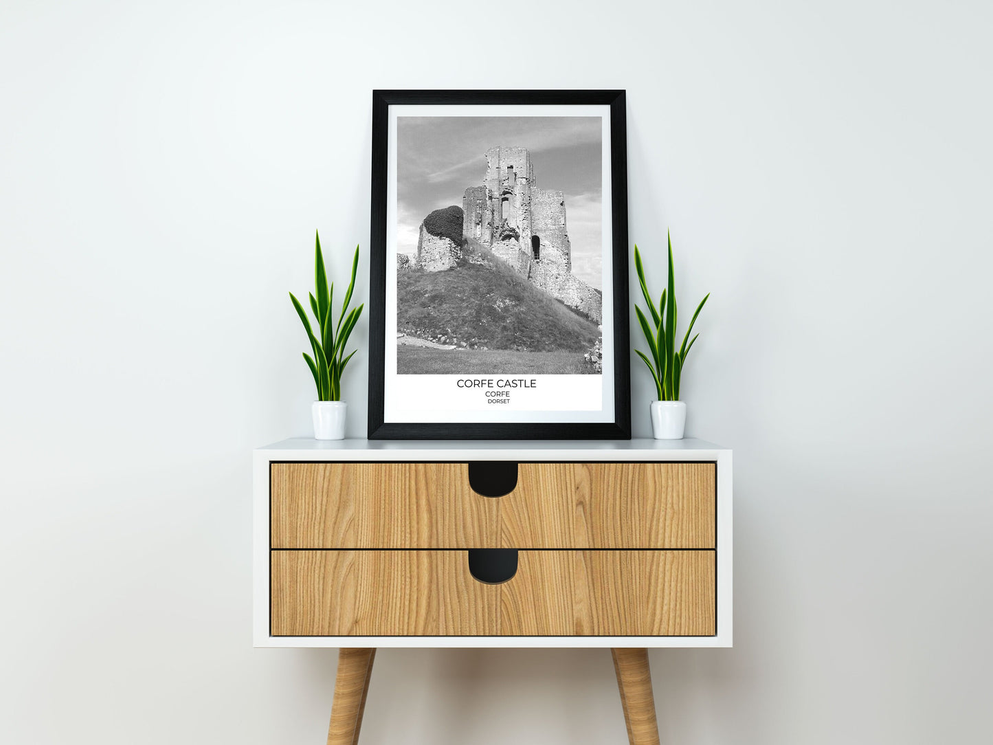 Corfe Castle Print: Dorset Black and White Photography, National Trust Wall Art