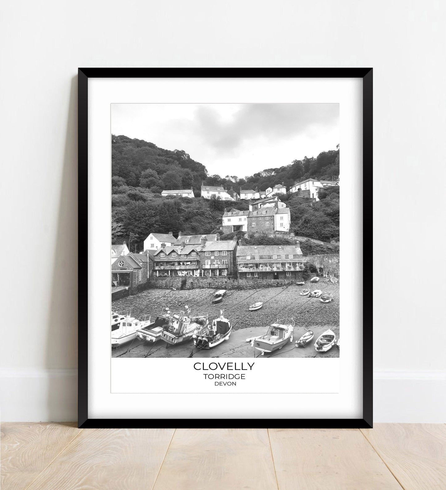 Clovelly Devon Print: Black and White Village Photography