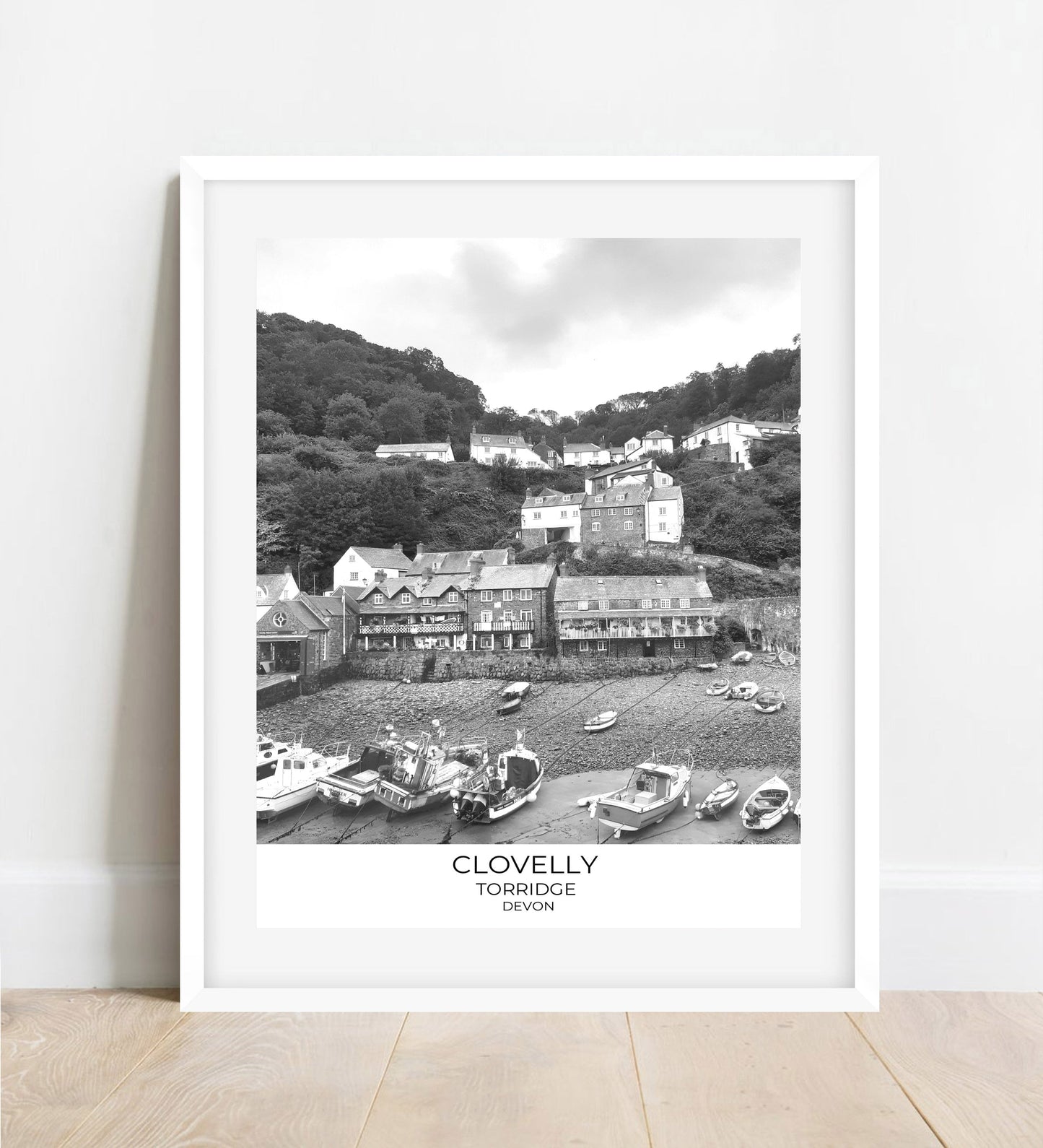 Clovelly Devon Print: Black and White Village Photography
