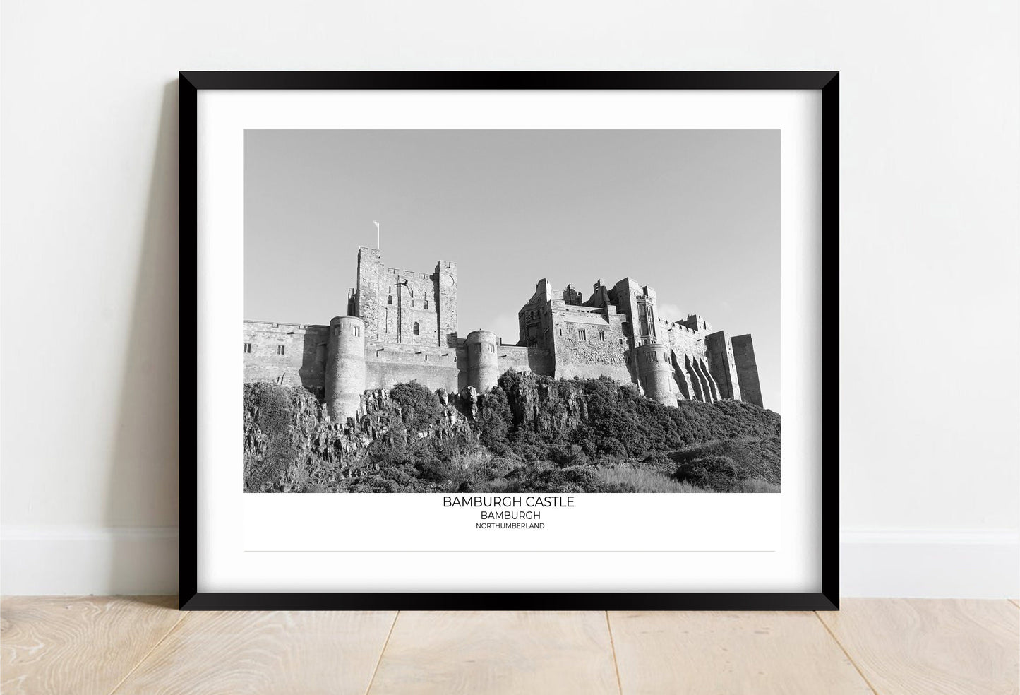 Bamburgh Castle Print: Northumberland Black and White Photography