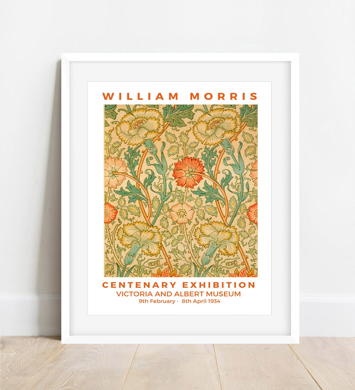 William Morris Flower Art Nouveau Print: Pink & Rose Exhibition Poster