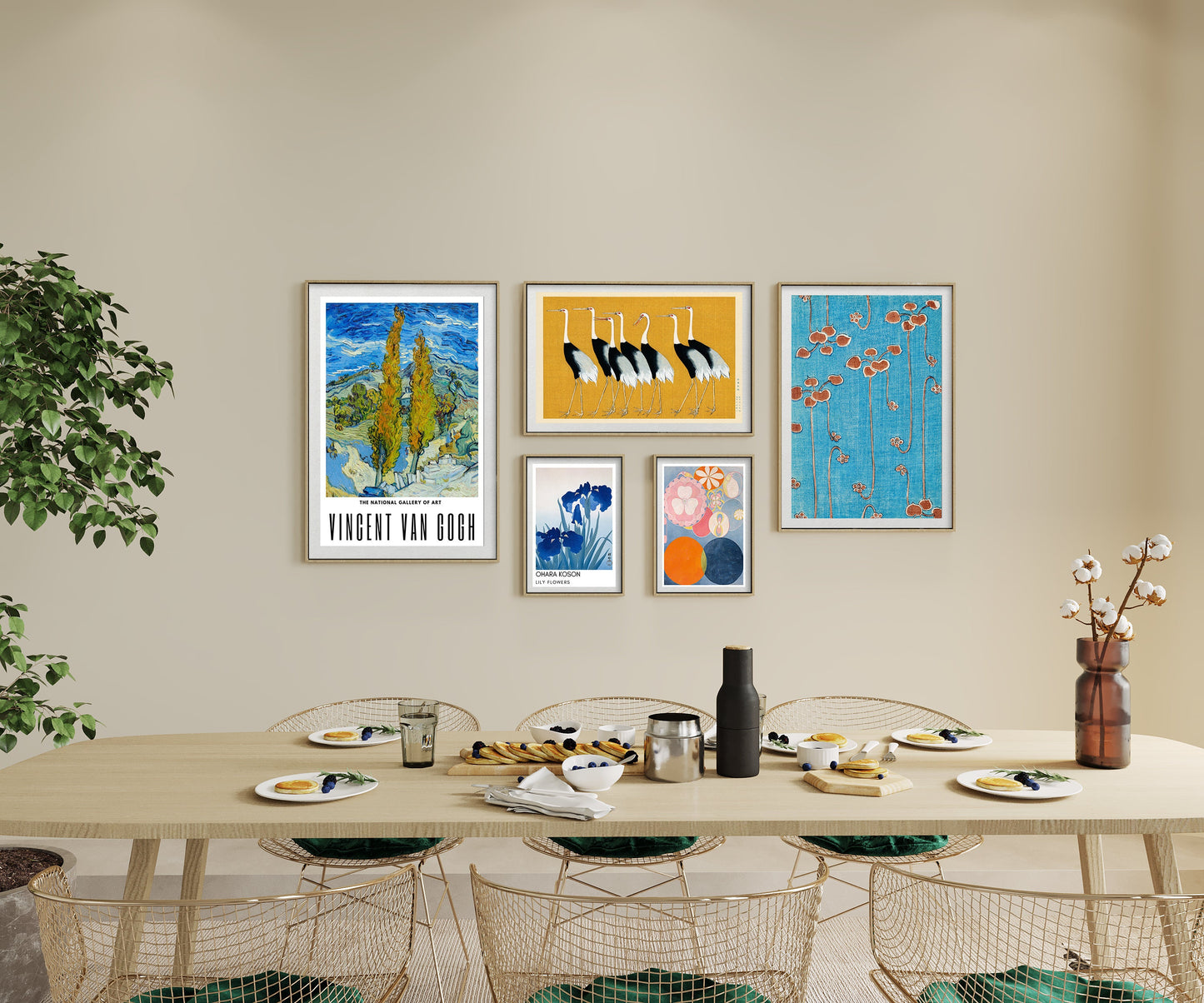 Eclectic Gallery Wall Art Prints: Van Gogh, Klimt, Japanese Art