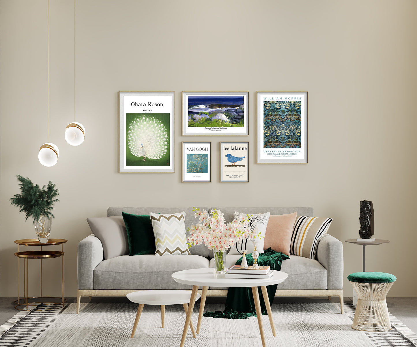 Eclectic Gallery Wall Art Prints: Van Gogh, Klimt, Morris