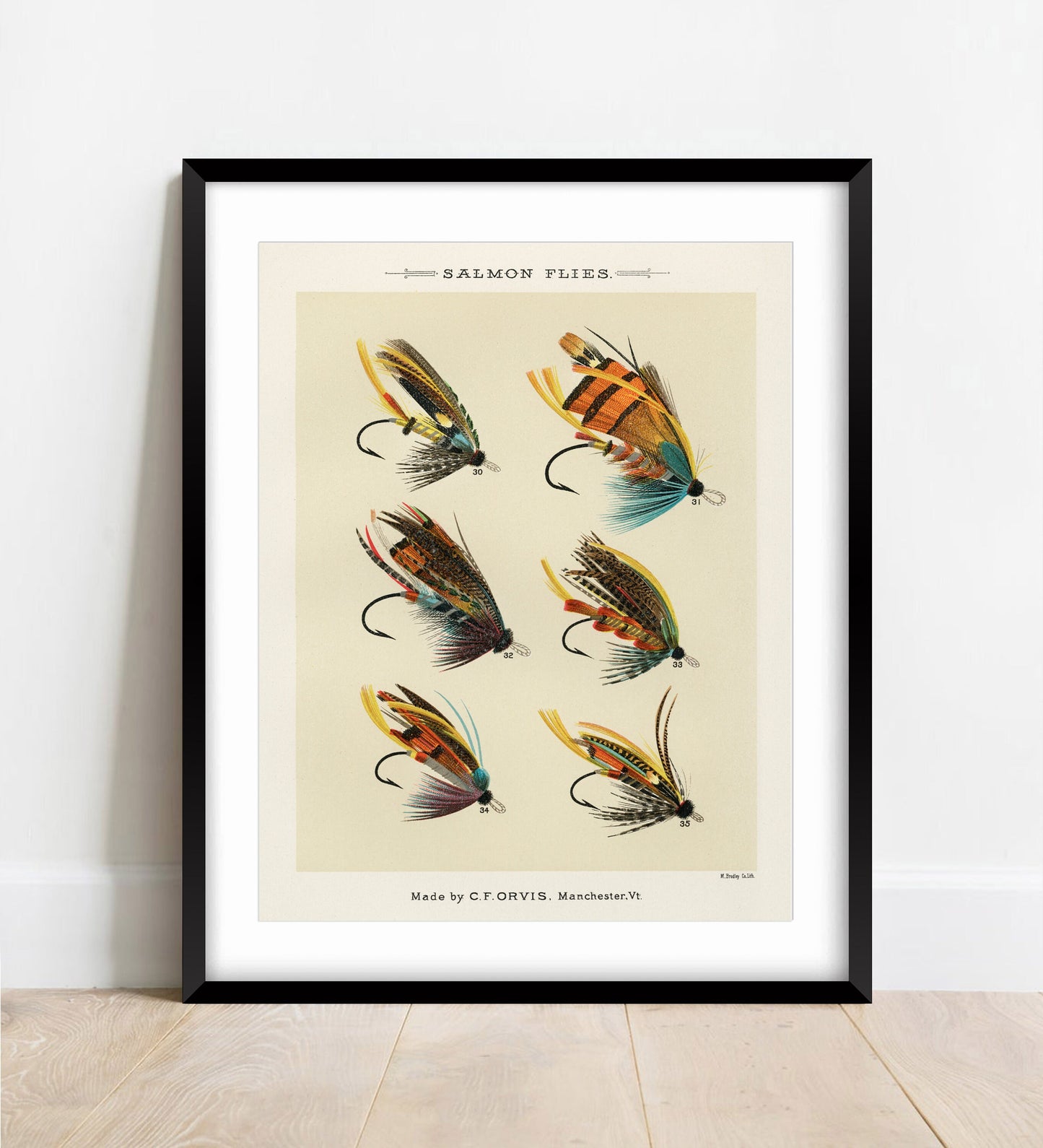 Vintage Salmon Flies Print: Fishing Wall Art (A4/A3)