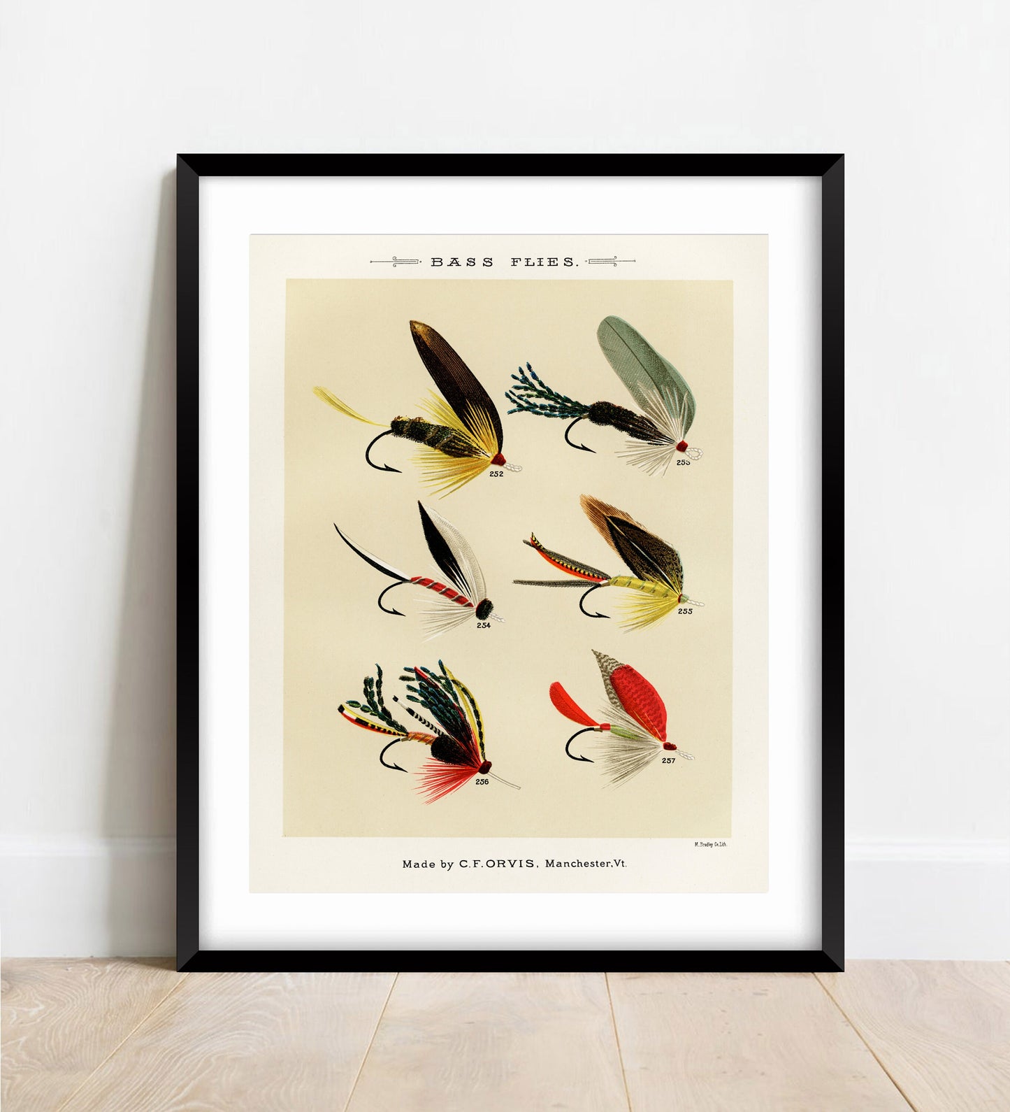 Vintage Bass Flies Print: Fishing Wall Art (A4/A3)