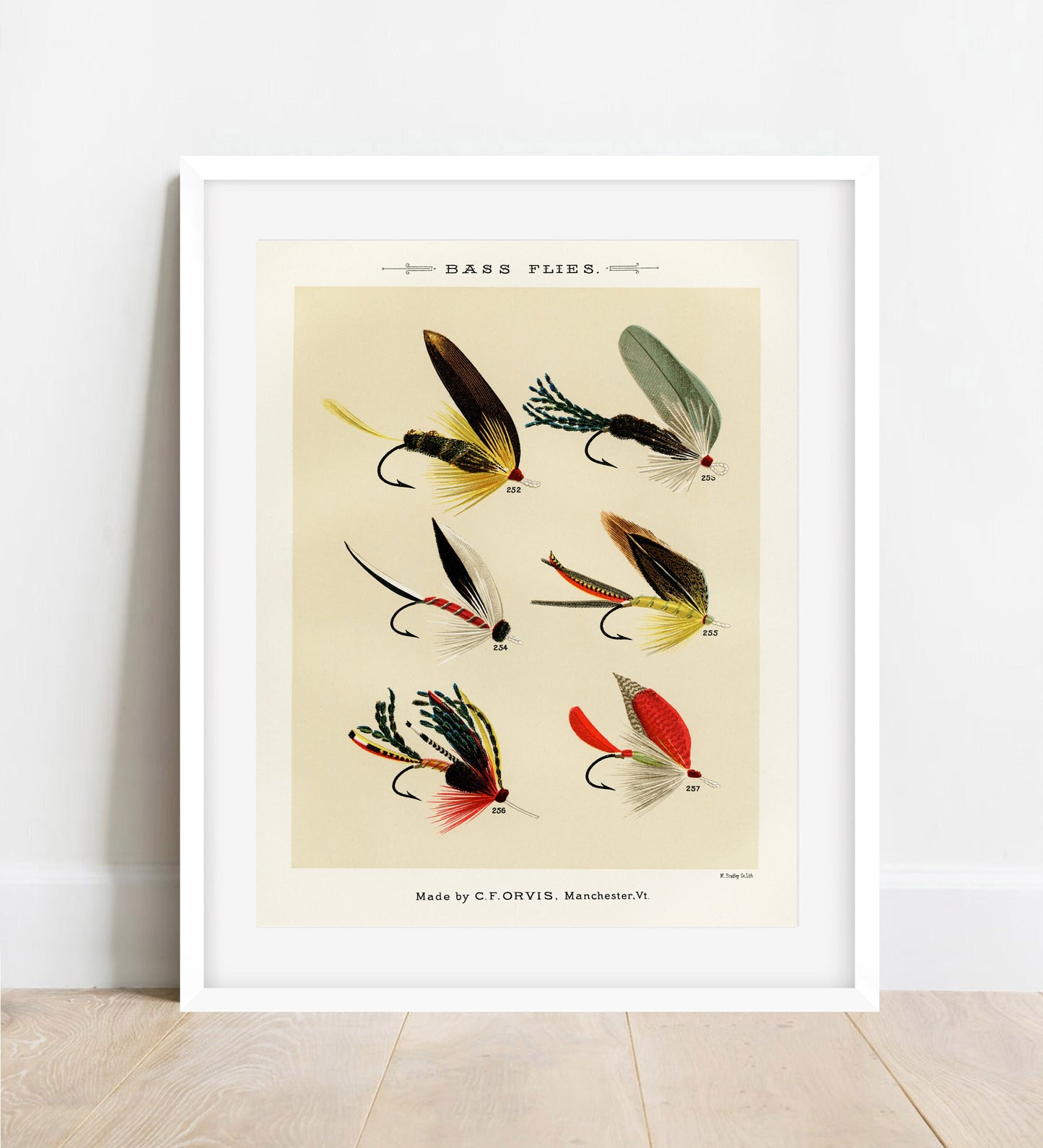 Vintage Bass Flies Print: Fishing Wall Art (A4/A3)