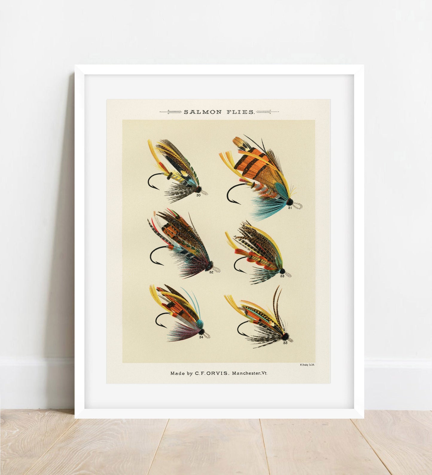 Vintage Salmon Flies Print: Fishing Wall Art (A4/A3)