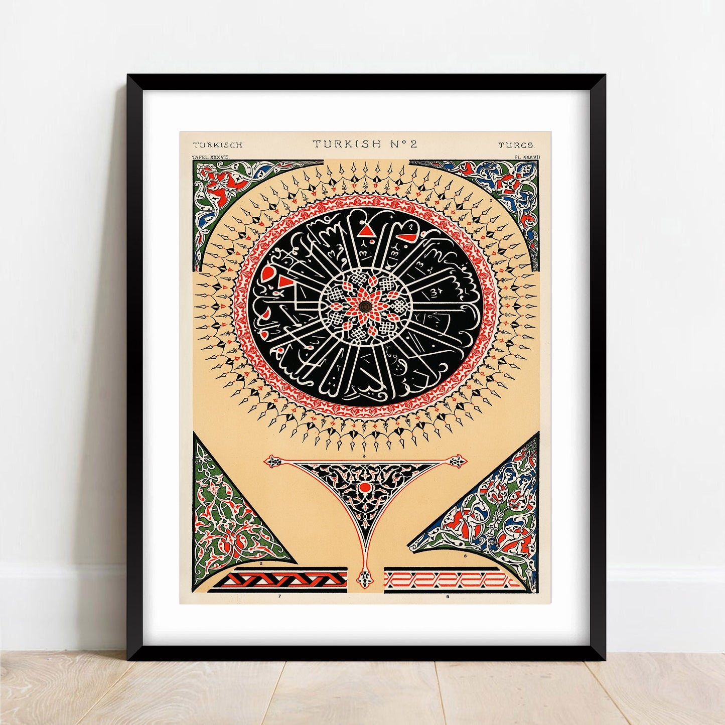 Vintage Turkish Ornament Print: Islamic Arabesque Art Poster