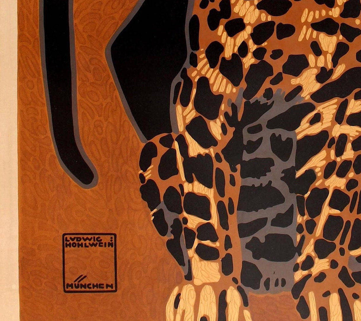 Vintage Munich Zoo Poster 1912 - Ludwig Hohlwein,  Black Panther, Leopard, Poster, Wall Art