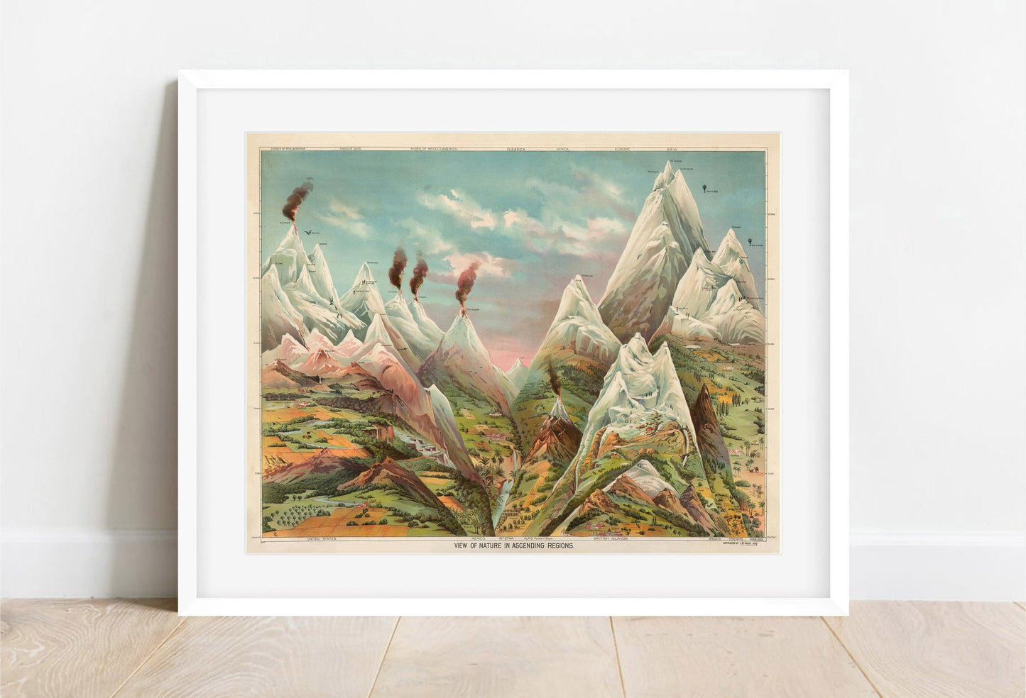 Vintage Geology Print: Levi Walter Yaggy, Ascending Regions Nature Wall Art