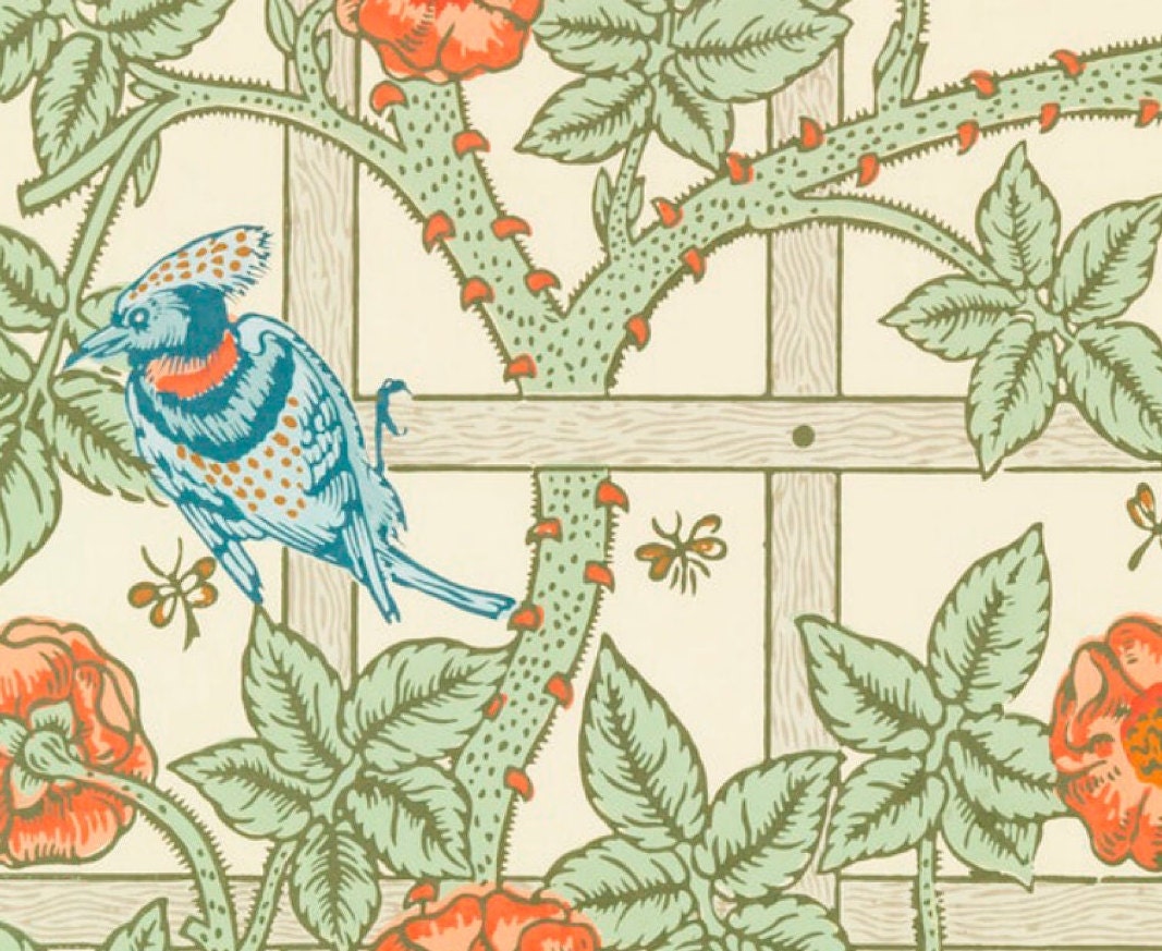 William Morris 'Trellis' Exhibition Poster: Art Nouveau Floral Print