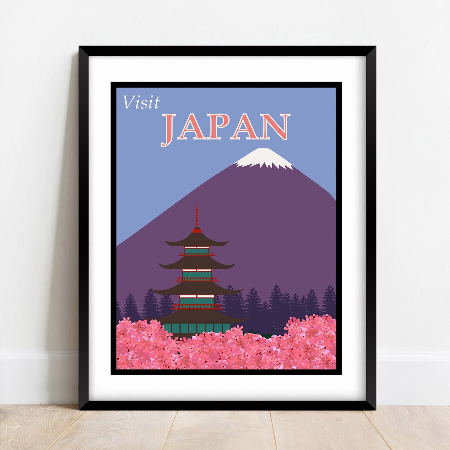 Vintage Japan Travel Poster: Retro Mount Fuji Print