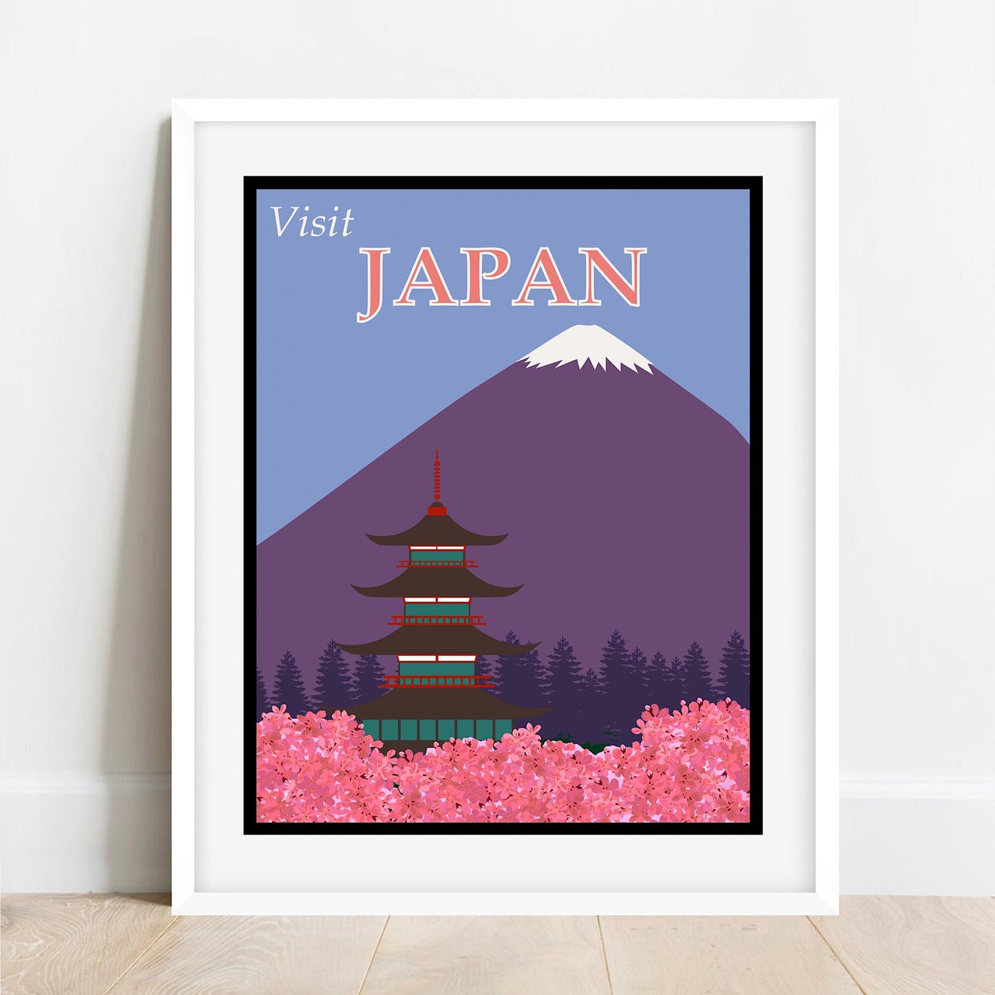 Vintage Japan Travel Poster: Retro Mount Fuji Print