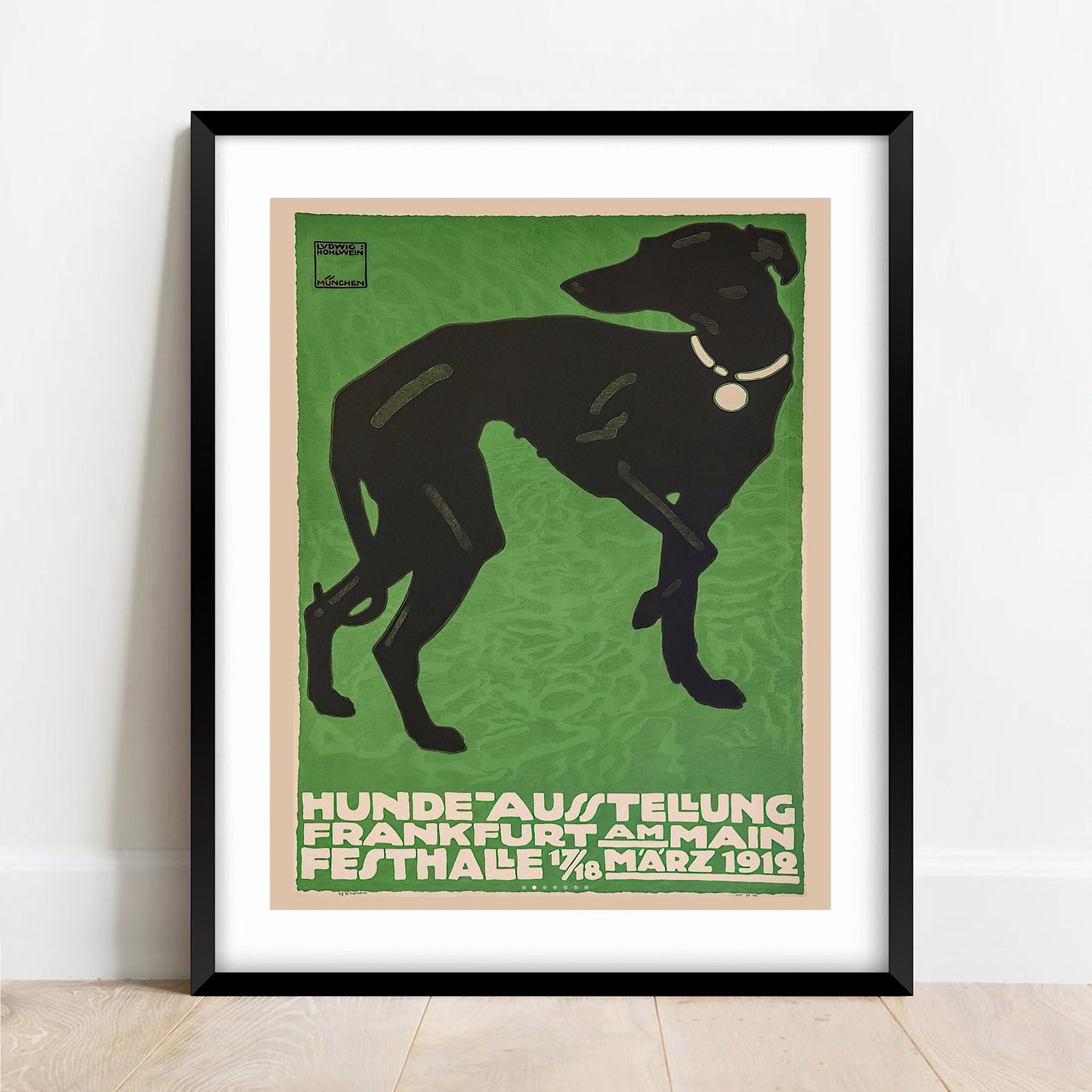 Vintage Greyhound Art Nouveau Poster by Ludwig Hohlwein