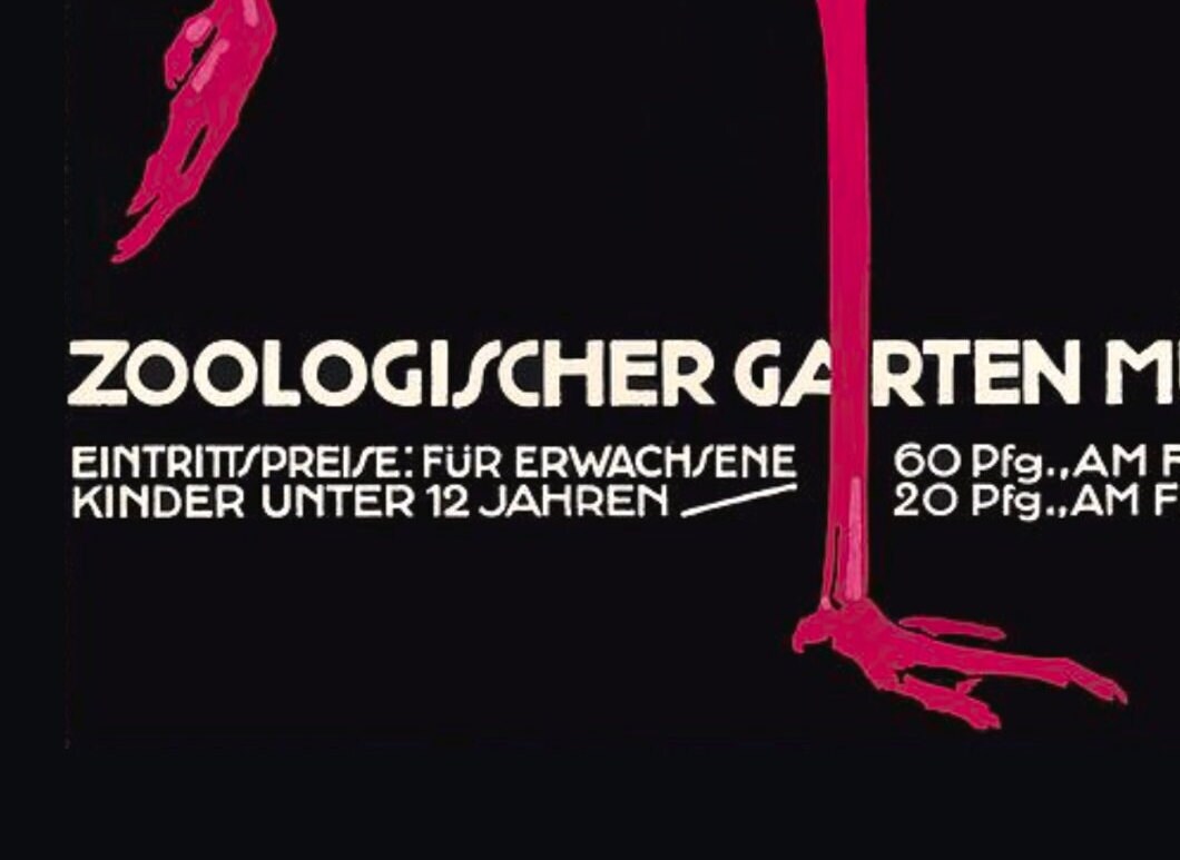Vintage Ludwig Hohlwein Zoo Poster: Pink Flamingo Giclee Art Print
