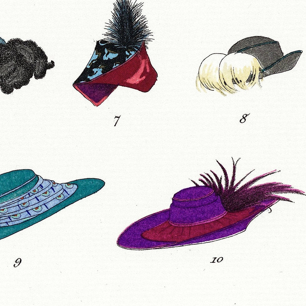 Vintage Parisian Hats Print: 1912 French Fashion Poster