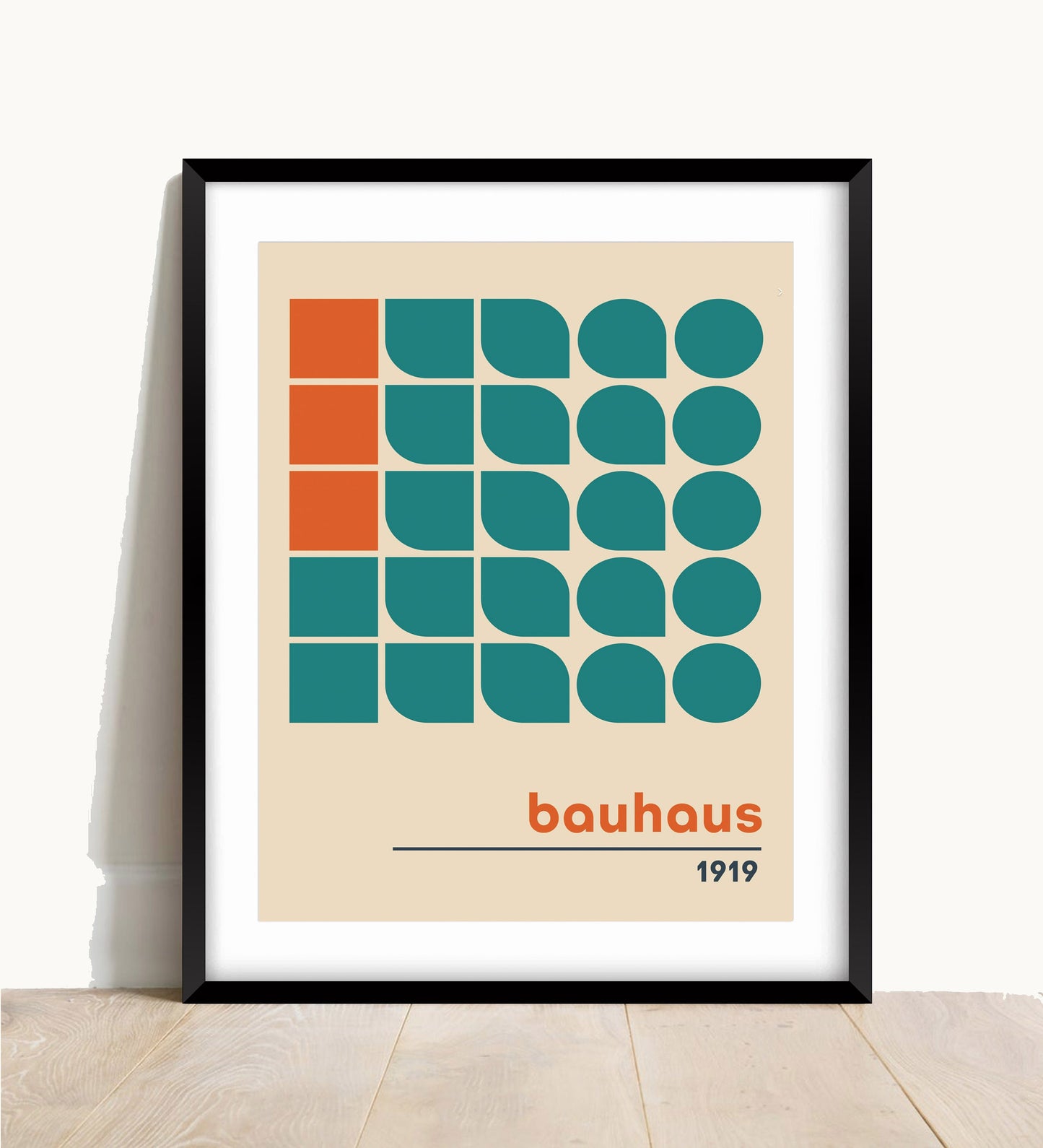 Bauhaus 1919 Print: Teal & Orange Geometric Wall Art
