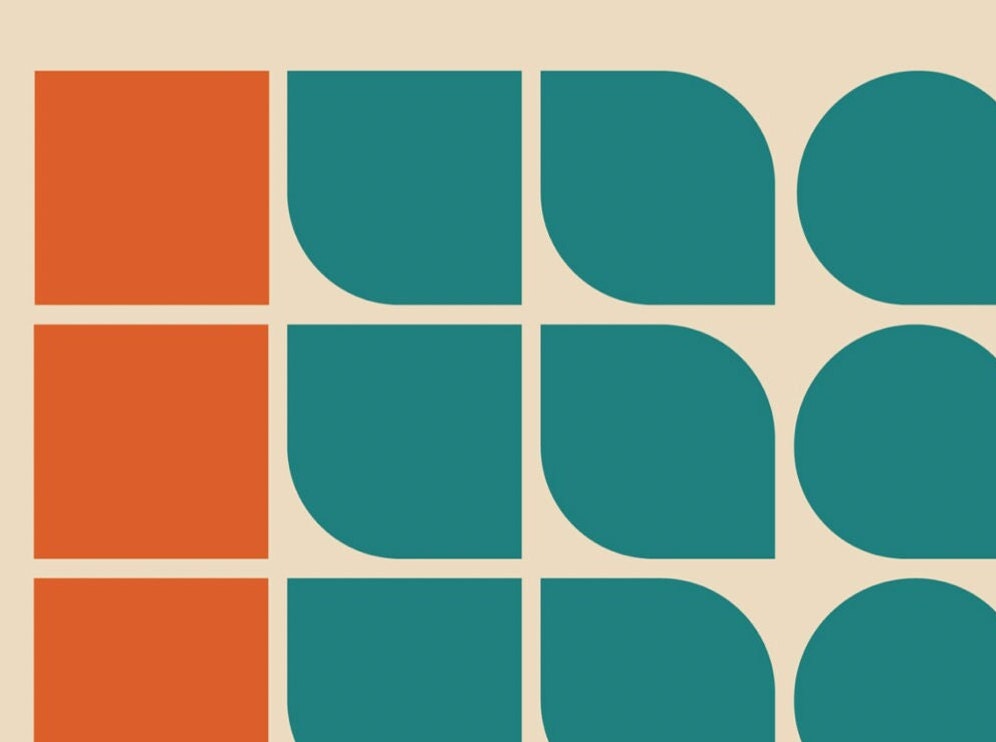 Bauhaus 1919 Print: Teal & Orange Geometric Wall Art