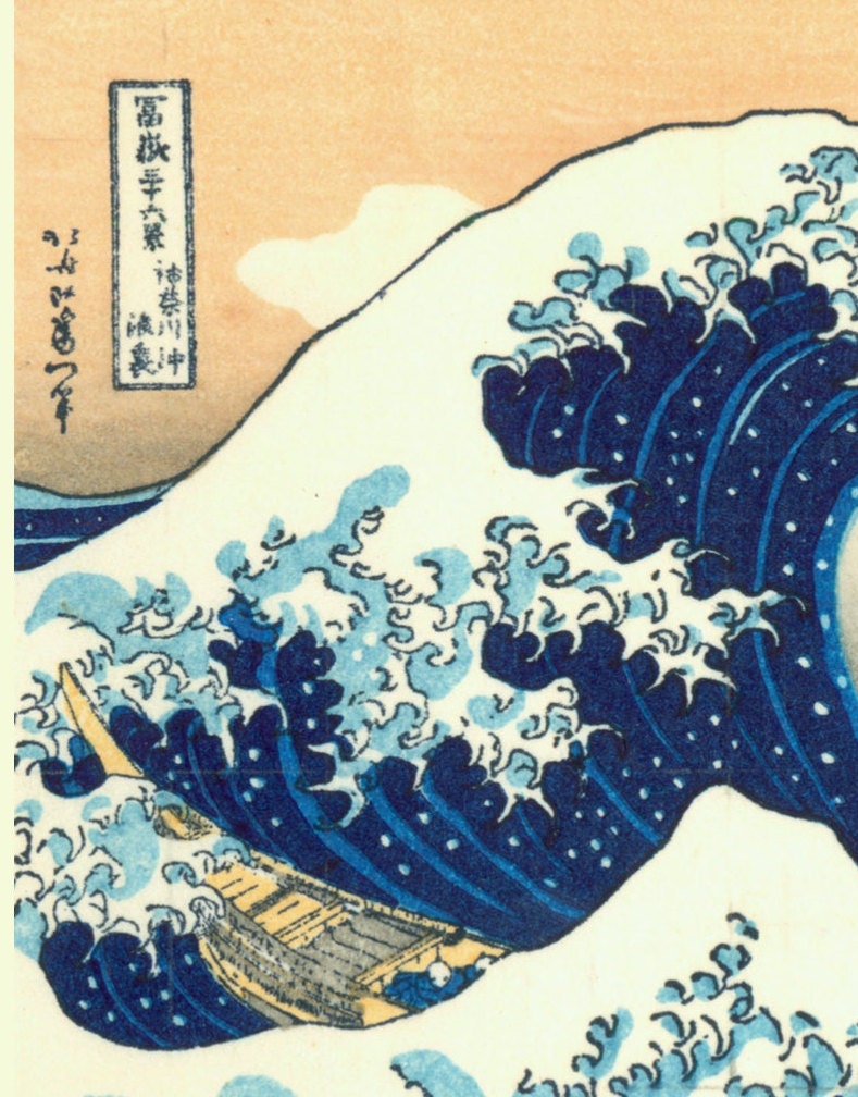 The Wave off Kanagawa Art Print, Hokusai Woodblock, Japanese Decor