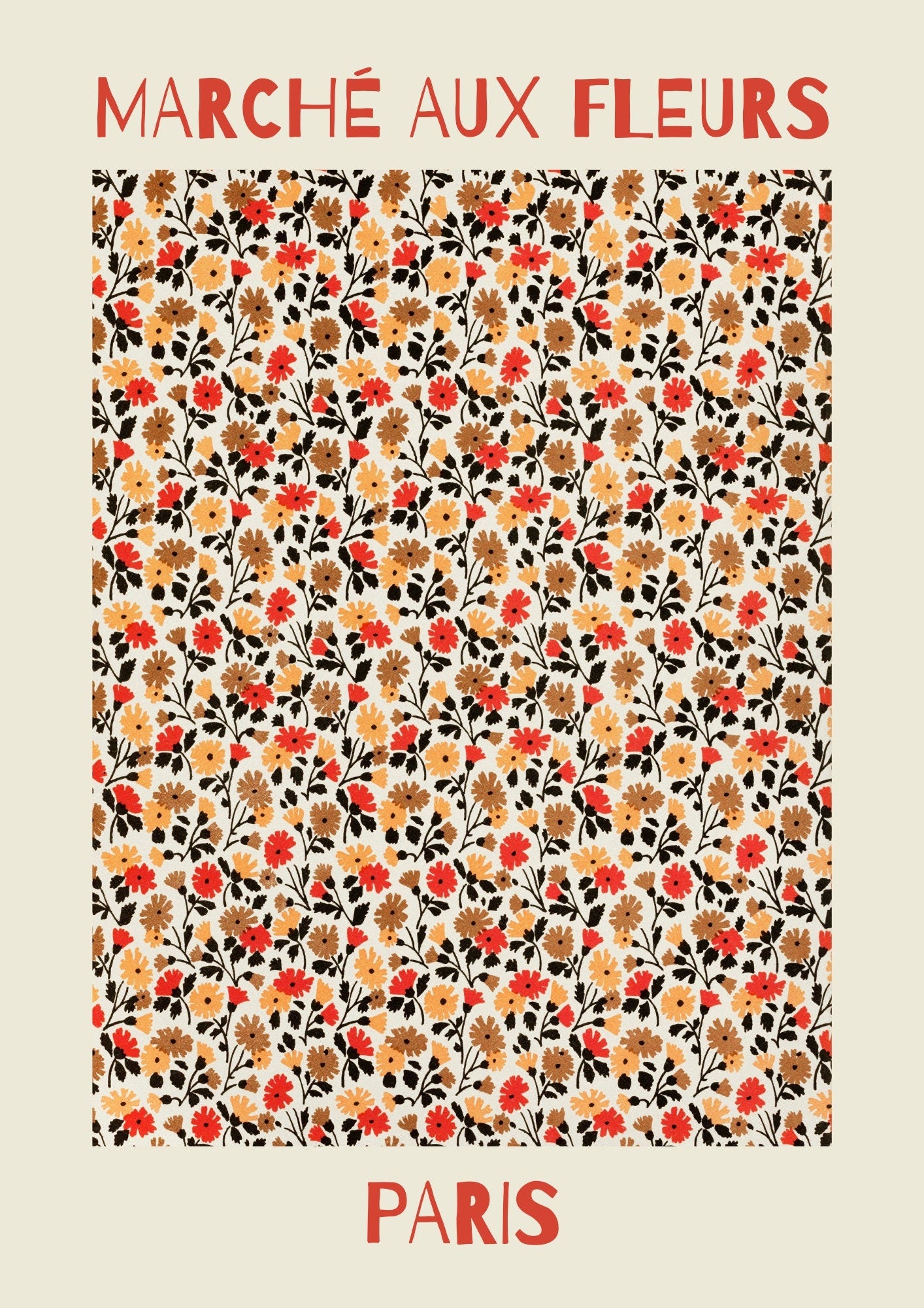 Vintage Flower Market Print: Marché aux Fleurs, Paris Wall Art