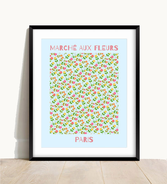 Flower Market, Marché aux Fleurs Print