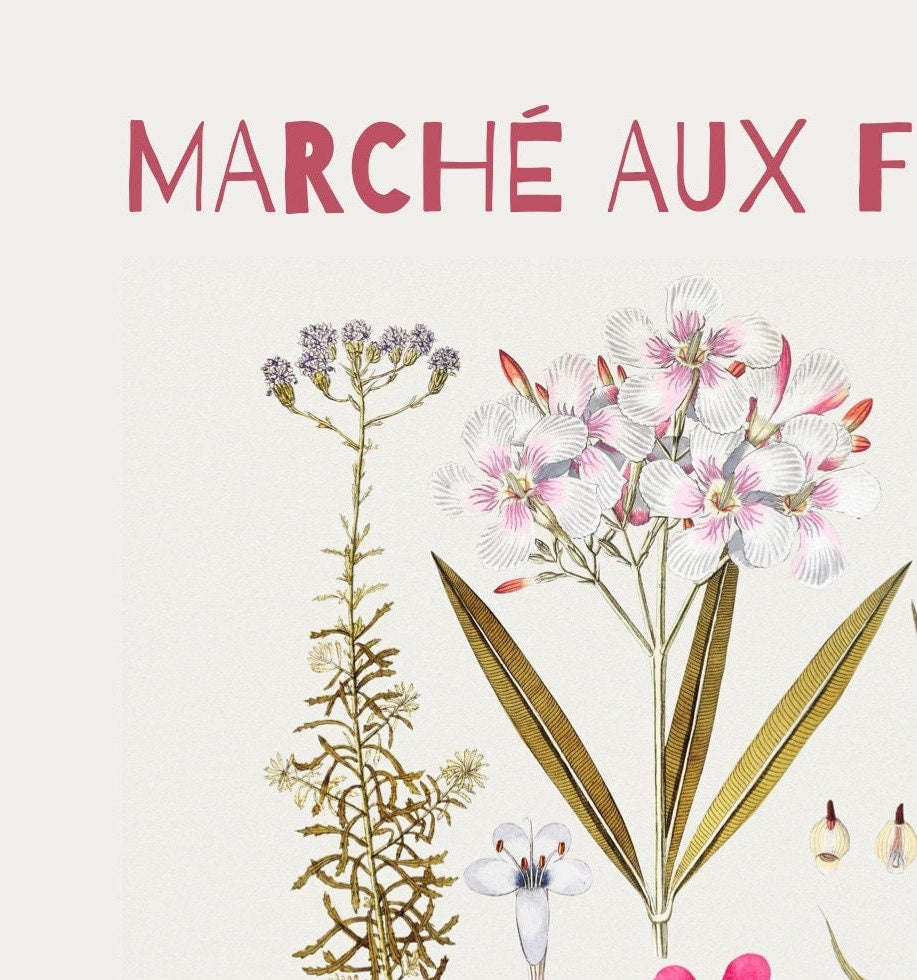 Marché aux Fleurs Print: Vintage Parisian Flower Market Art