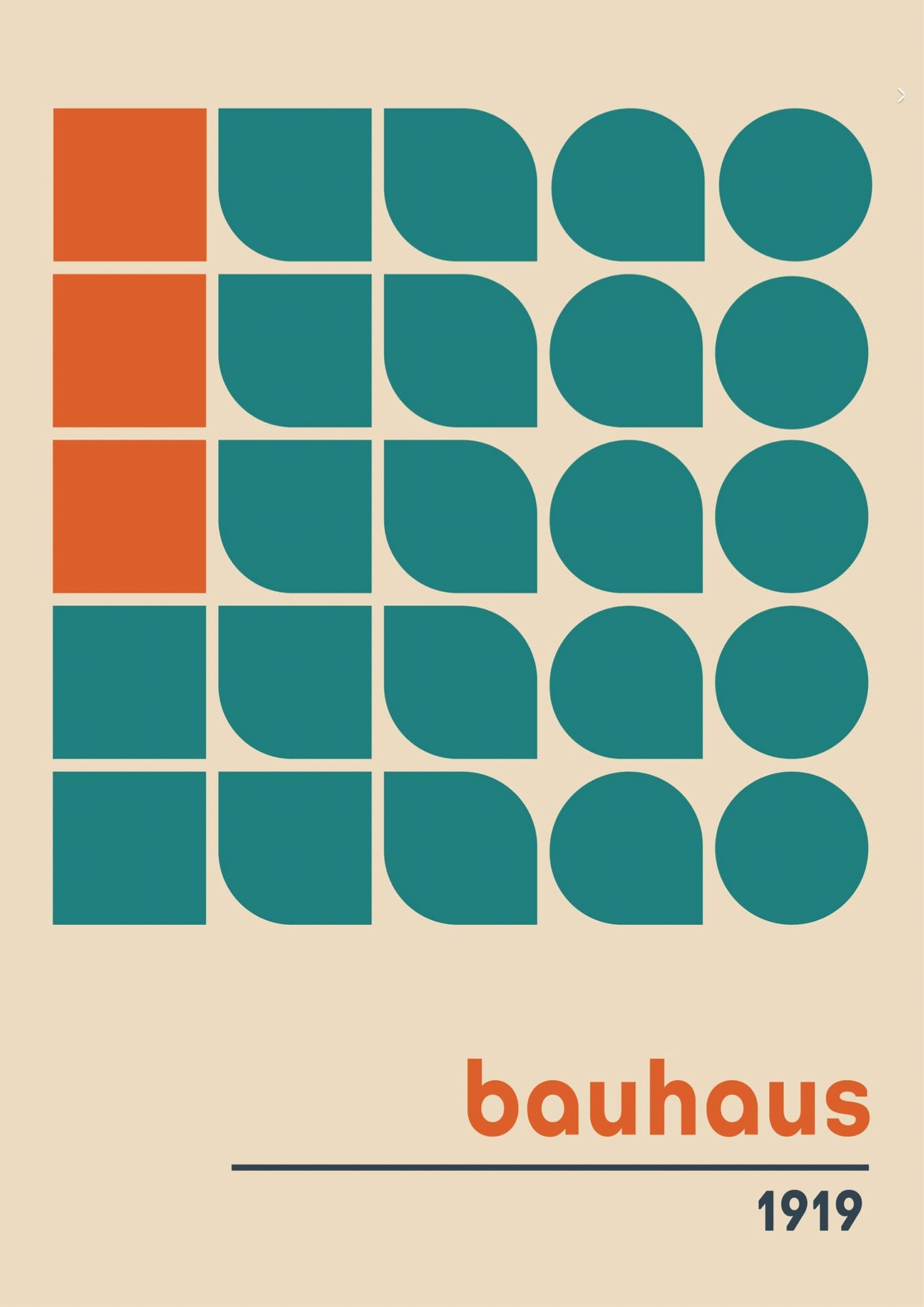 Bauhaus 1919 Print: Teal & Orange Geometric Wall Art