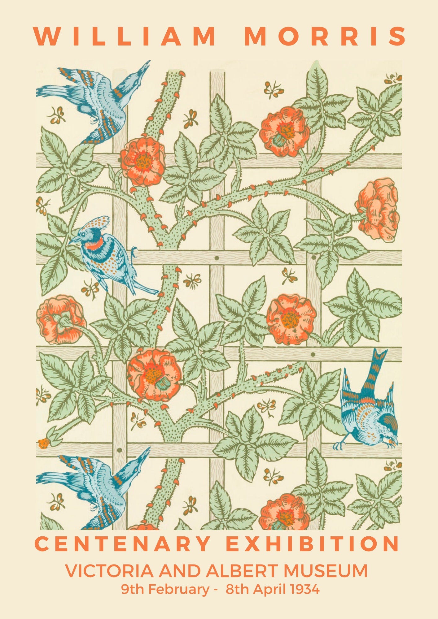 William Morris 'Trellis' Exhibition Poster: Art Nouveau Floral Print