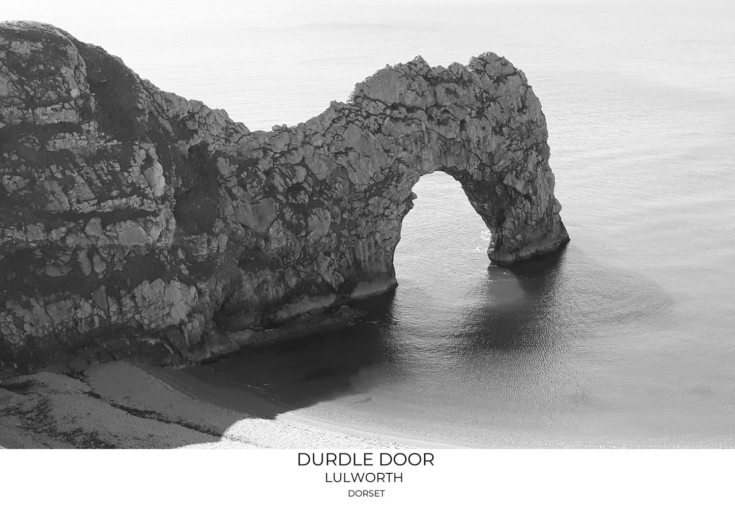 Durdle Door Print: Black and White Landscape Photography, Dorset Wall Art