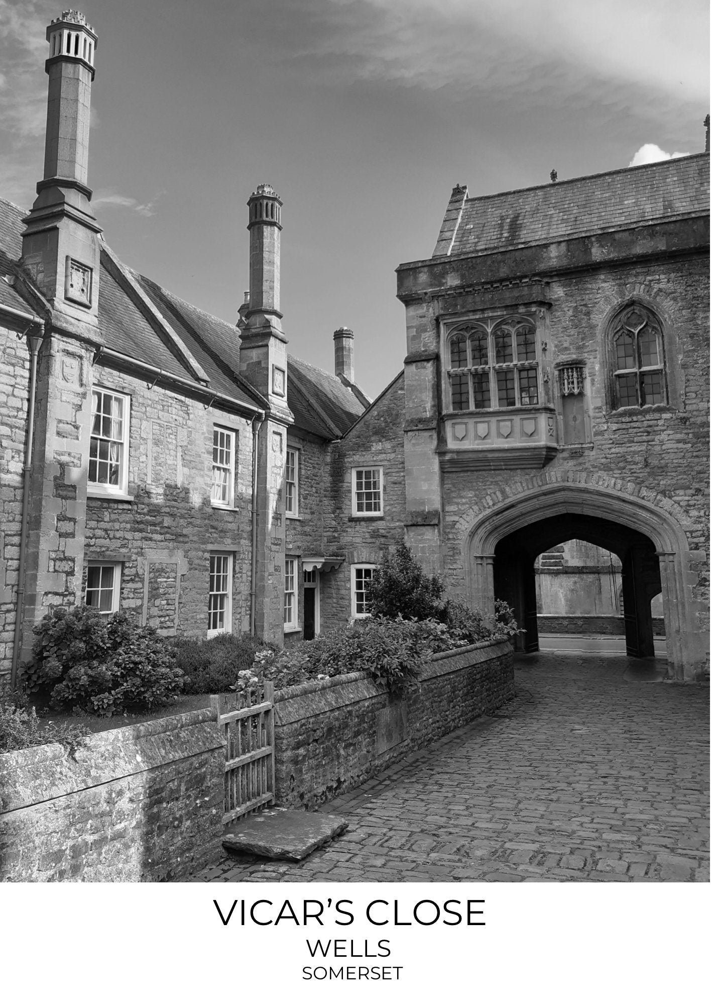Vicar's Close, Wells, Somerset - Black and White Photography Print