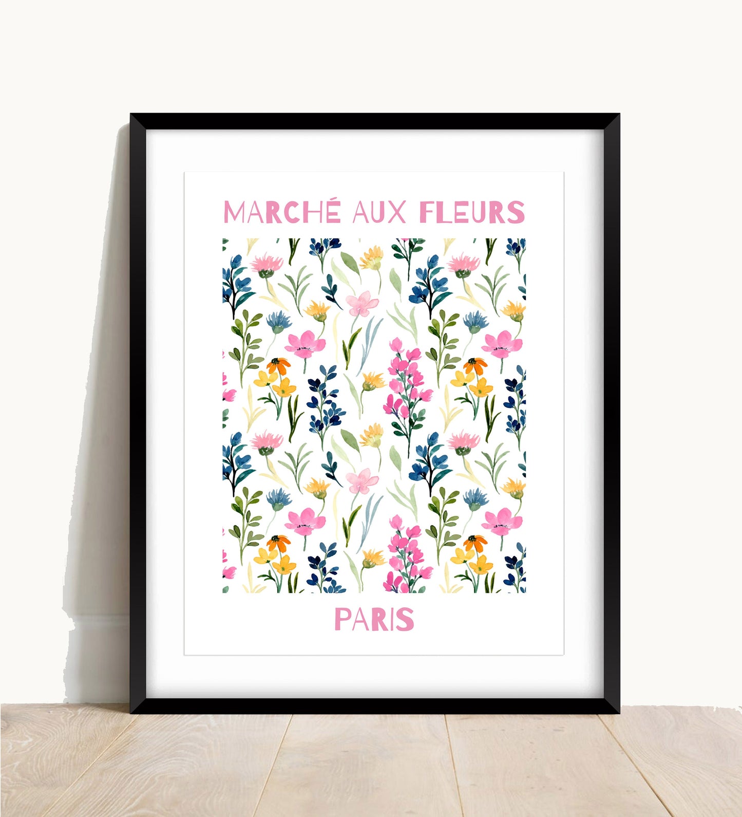Flower Market, Marché aux Fleurs, Vintage Print,
