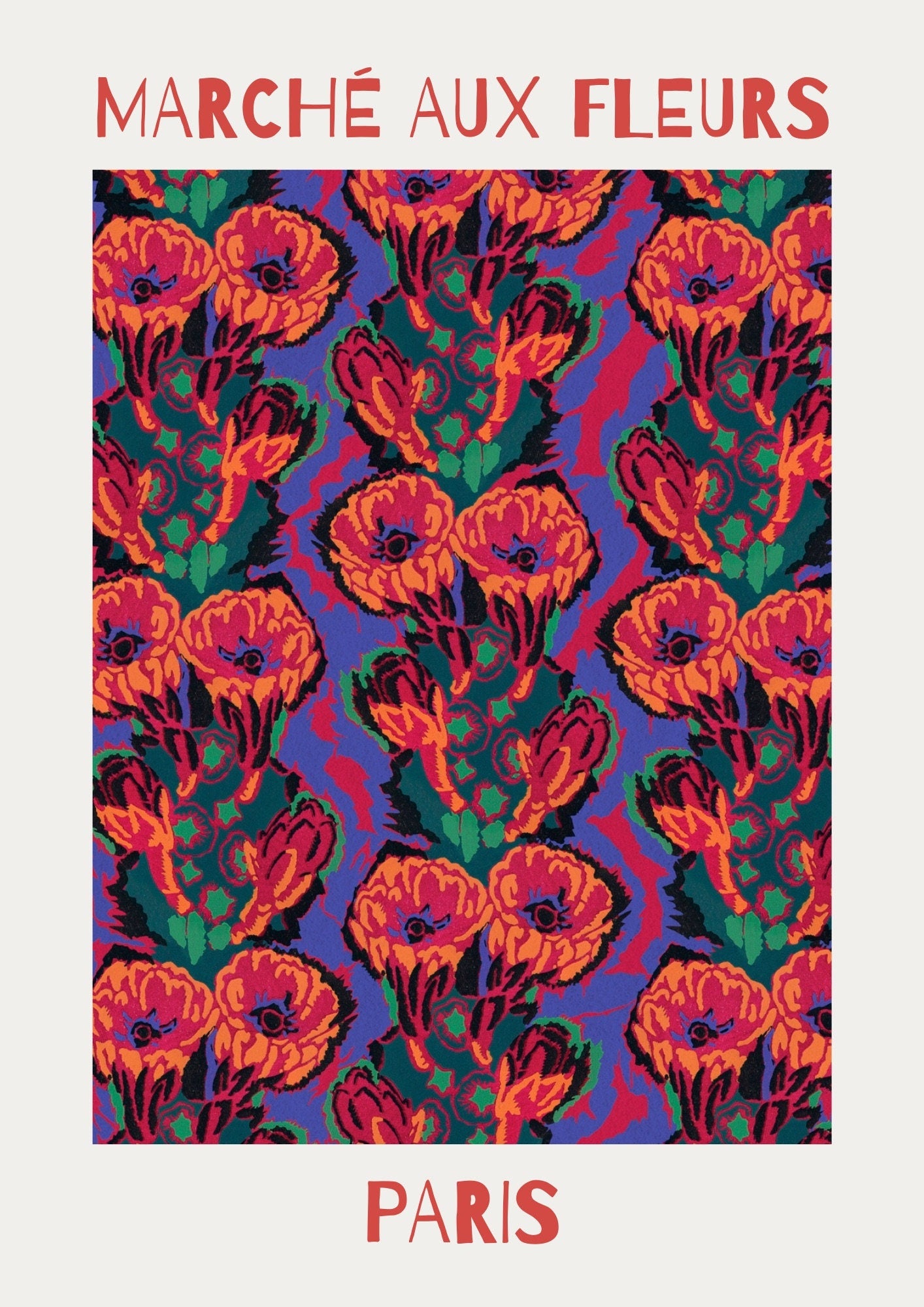 Marché aux Fleurs Vintage Print: Parisian Flower Market Wall Art