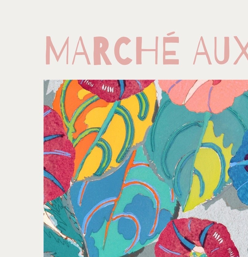 Marché aux Fleurs Vintage Print: Paris Flower Market Wall Art