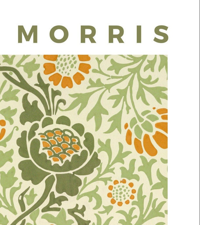 William Morris Flower Print: Grafton Pattern, Art Nouveau Home Decor