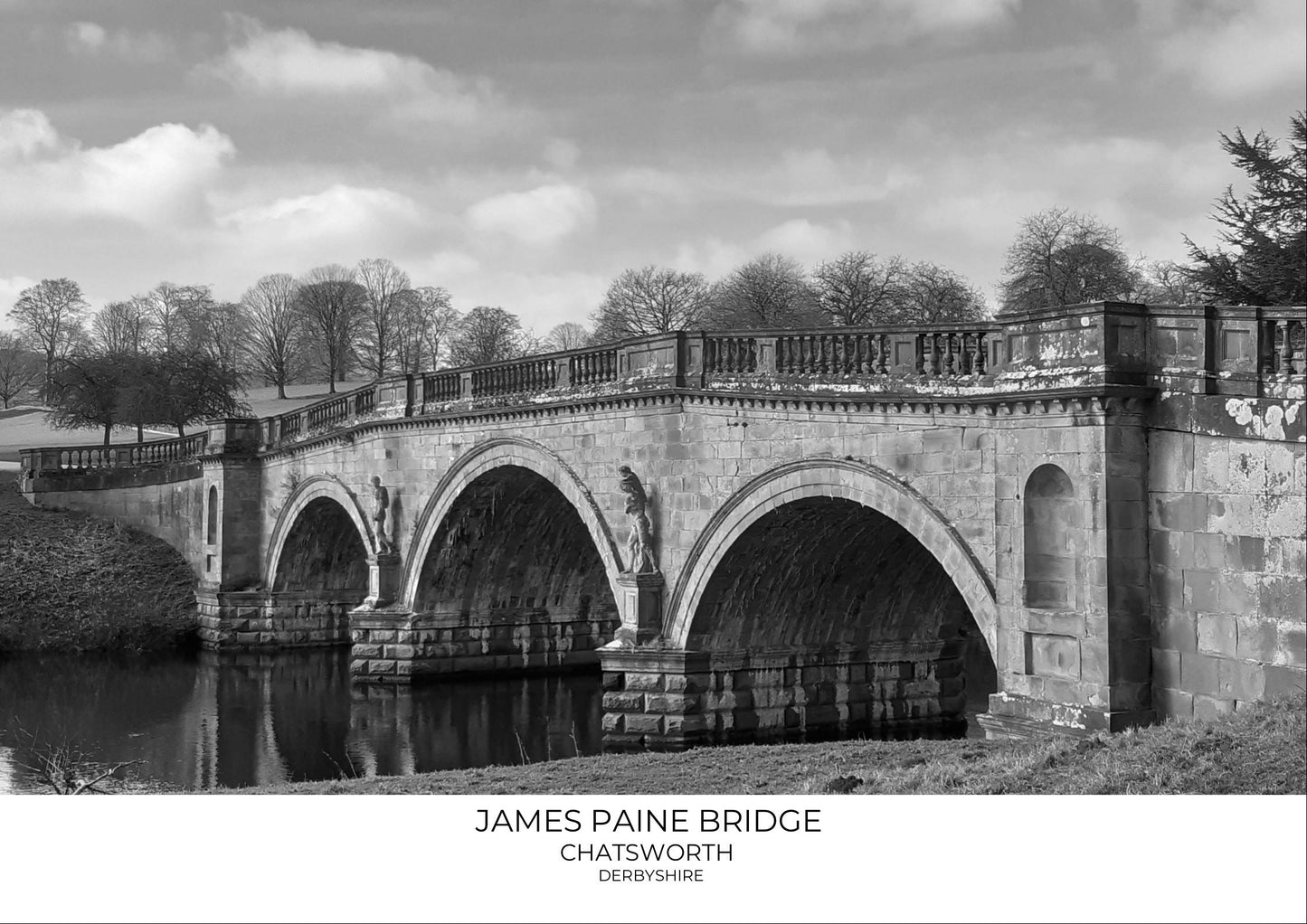 James Paine Bridge Photography Print: Chatsworth, Derbyshire Wall Art