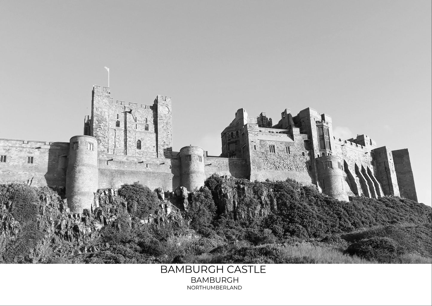Bamburgh Castle Print: Northumberland Black and White Photography
