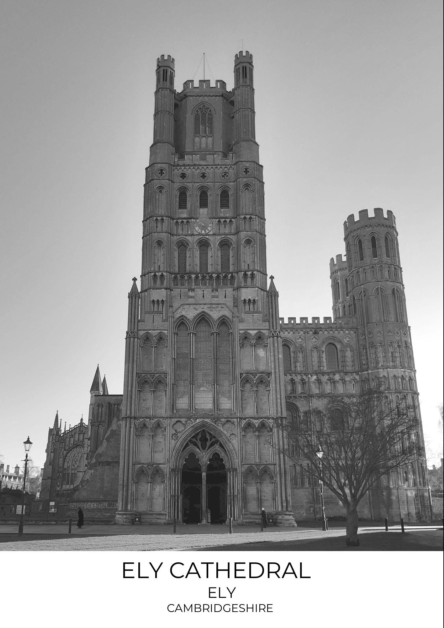 Ely Cathedral Print: Black and White Photography, Cambridgeshire Wall Art