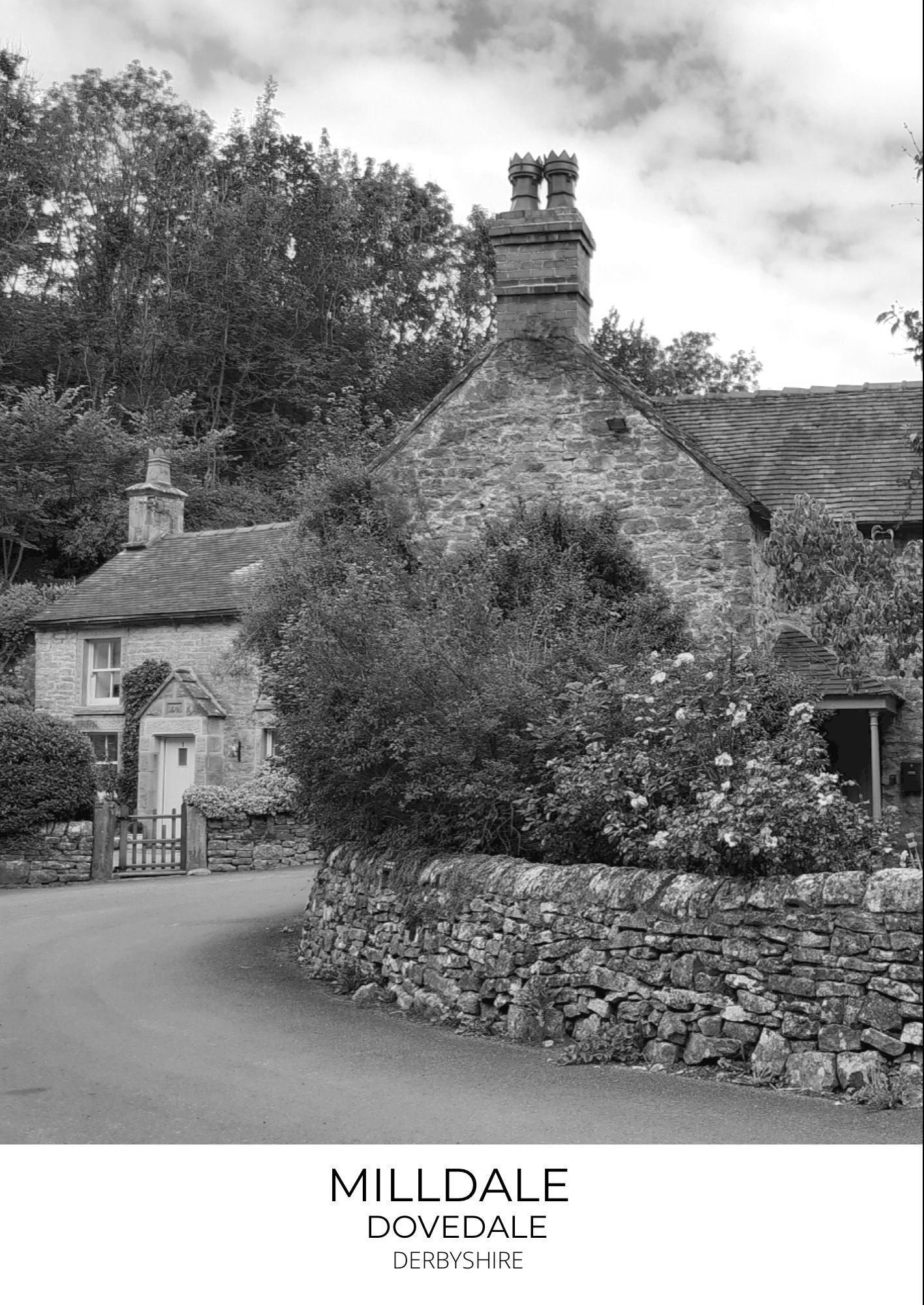 Milldale Dovedale Print: Derbyshire Black and White Photography