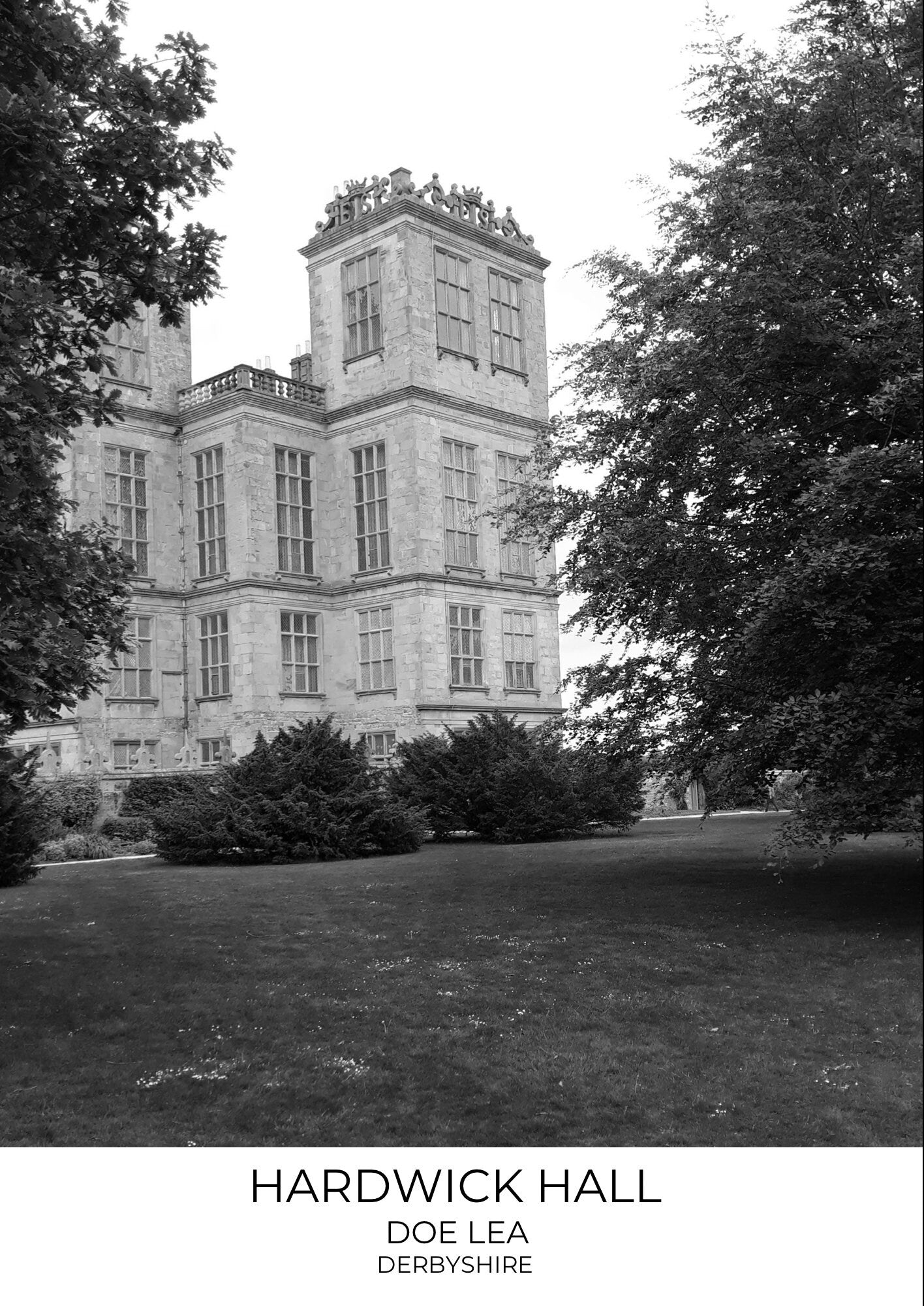 Hardwick Hall Photography Print: Derbyshire Black and White Wall Art